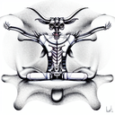 a giant mechanical rigid robotic baphomet in the lotus position tattoo design idea