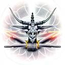 a giant mechanical rigid robotic baphomet in the lotus position tattoo design idea