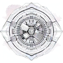 top-down view of futuristic mars city, vertical tattoo design idea