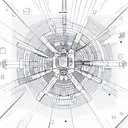 top-down view of futuristic mars city, vertical tattoo design idea