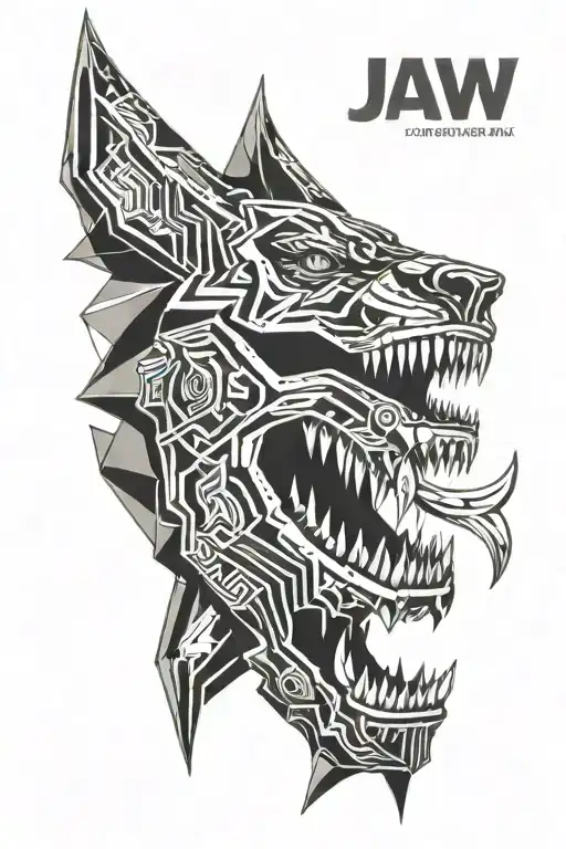 abstract canine jaw sharp teeth tattoo design idea