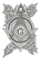 masonic square and compass tattoo design idea