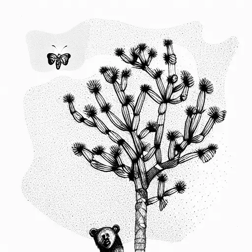 bear,butterfly, Joshua tree, flowers, native tattoo design idea