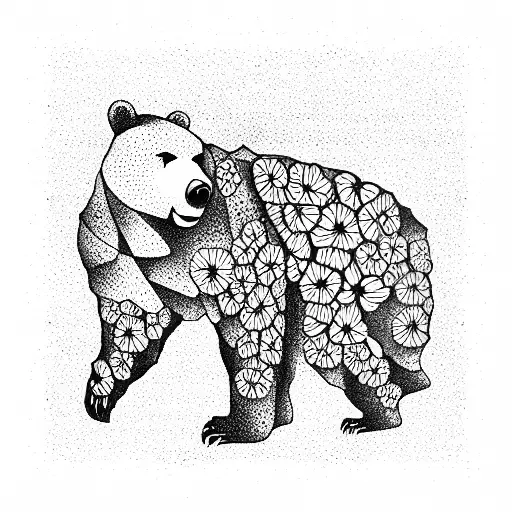 bear,butterfly, Joshua tree, flowers tattoo design idea