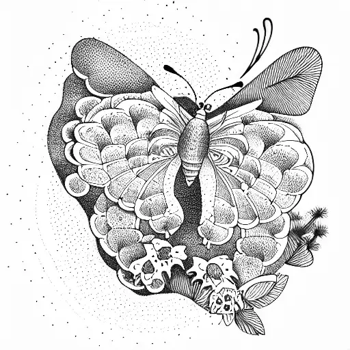 butterfly, bear, Joshua tree, flowers tattoo design idea