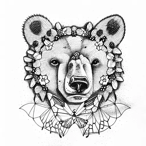 bear,butterfly, Joshua tree, flowers, native tattoo design idea
