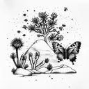 bear,butterfly, Joshua tree, flowers, native tattoo design idea