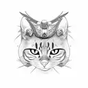 samurai cat tattoo design idea