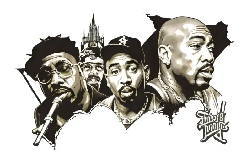 westside 2pac shakur rappers urbnn biggie smalls mic lowriders  tattoo design idea