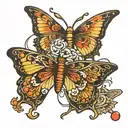 butterfly money bag tattoo design idea