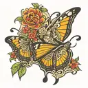 butterfly money bag tattoo design idea