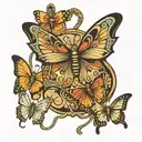 butterfly money bag tattoo design idea