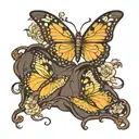 butterfly money bag tattoo design idea