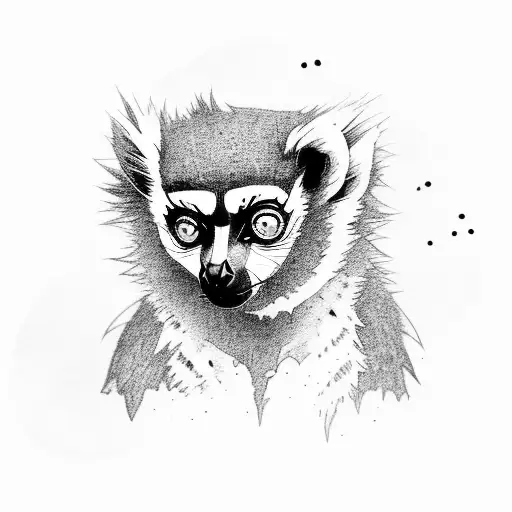 lemur with a short tail tattoo design idea