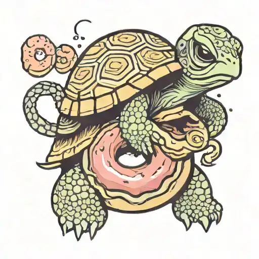 turtle eating a donut  tattoo design idea