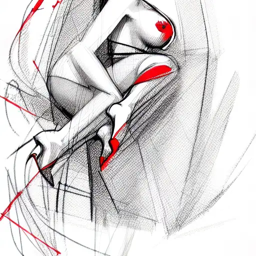 Sexy Girl in red dress tattoo design idea