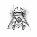 construction worker, tools tattoo design idea