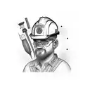 construction worker, tools tattoo design idea