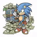 sonic with money bag tattoo design idea