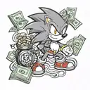 sonic with money bag tattoo design idea