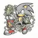 sonic with money bag tattoo design idea