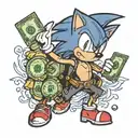 sonic with money bag tattoo design idea