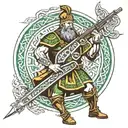 celtic warrior incorporating irish united nations soldier with styer rifle tattoo design idea