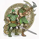 celtic warrior incorporating irish united nations soldier with styer rifle tattoo design idea