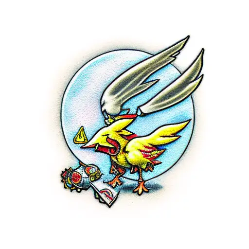 Final fantasy chocobo and moogle  tattoo design idea