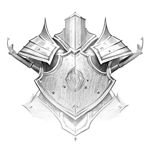 knight armor shoulder sketch tattoo design idea
