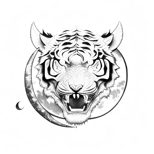 moon tiger frame tattoo design idea