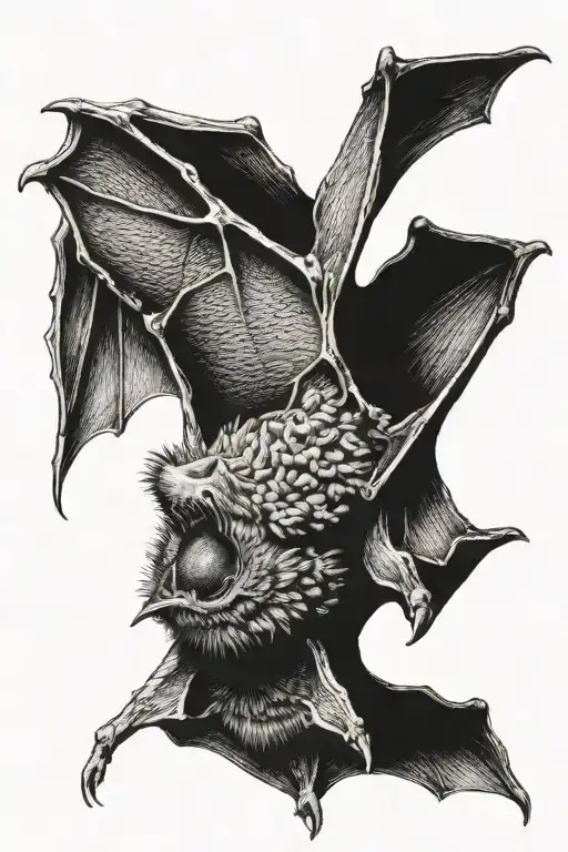 photorealistic bat flying tattoo design idea