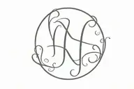 initials a n in long cursive tattoo design idea