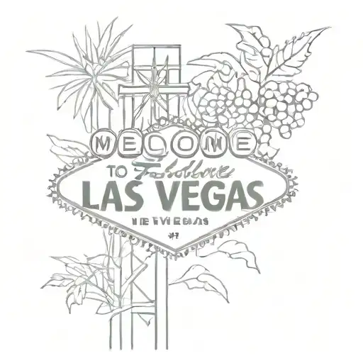 welcome to las vegas sign with huckleberries around it tattoo design idea