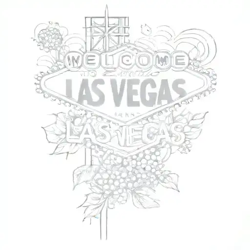 welcome to las vegas sign with huckleberries around it tattoo design idea