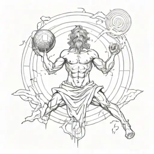 Greek god atlas symbol surrounded tattoo design idea