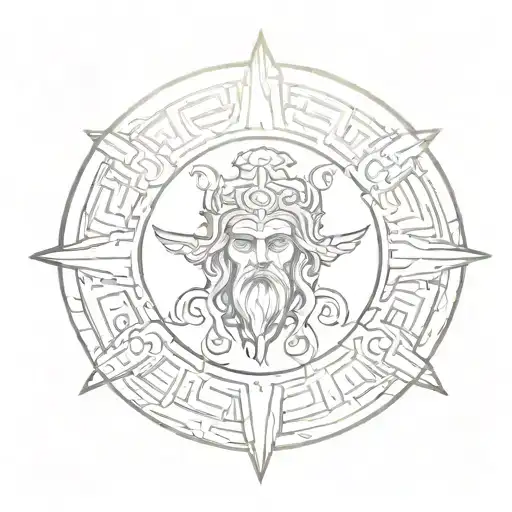 Greek god Prometheus symbol circular pattern tattoo design idea