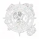 Greek god atlas symbol surrounded tattoo design idea