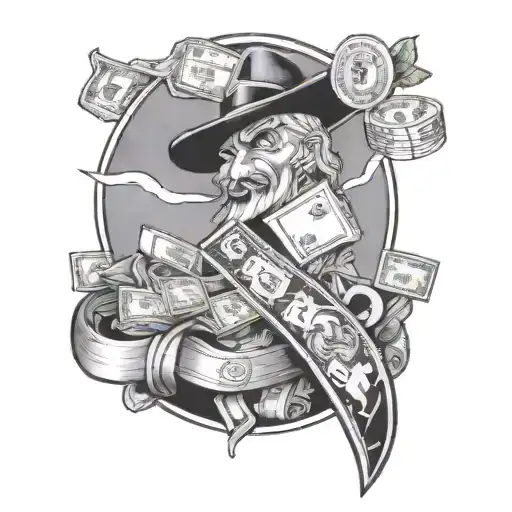 Lucky, money, dollars, 777 tattoo design idea