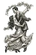 wedding couple dancing tattoo design idea