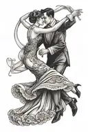 wedding couple dancing tattoo design idea