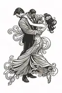 wedding couple dancing silhouette tattoo design idea