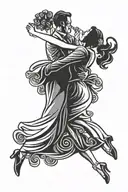 wedding couple dancing silhouette tattoo design idea