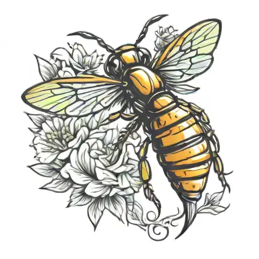 hornet flying tattoo design idea