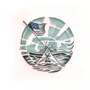 desolate island with a farm tattoo design idea