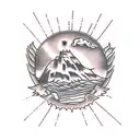 desolate island with a farm tattoo design idea