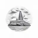 desolate island with a farm tattoo design idea