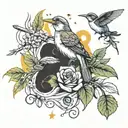 Jupiter, Saturn, Last of us tea firefly and dead leaves on vines tattoo design idea