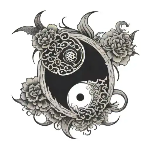 A pair of matching tattoos based on the yin-yang symbol, with each person receiving one half of the tattoo design idea