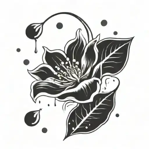 flower surrounded by rain tattoo design idea